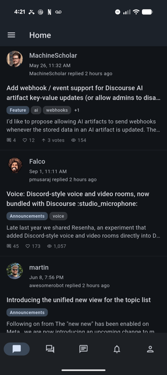 A forum's topic list inside ABDA